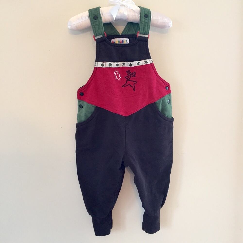Vintage Gymboree Holiday Reindeer Overalls 12 Months